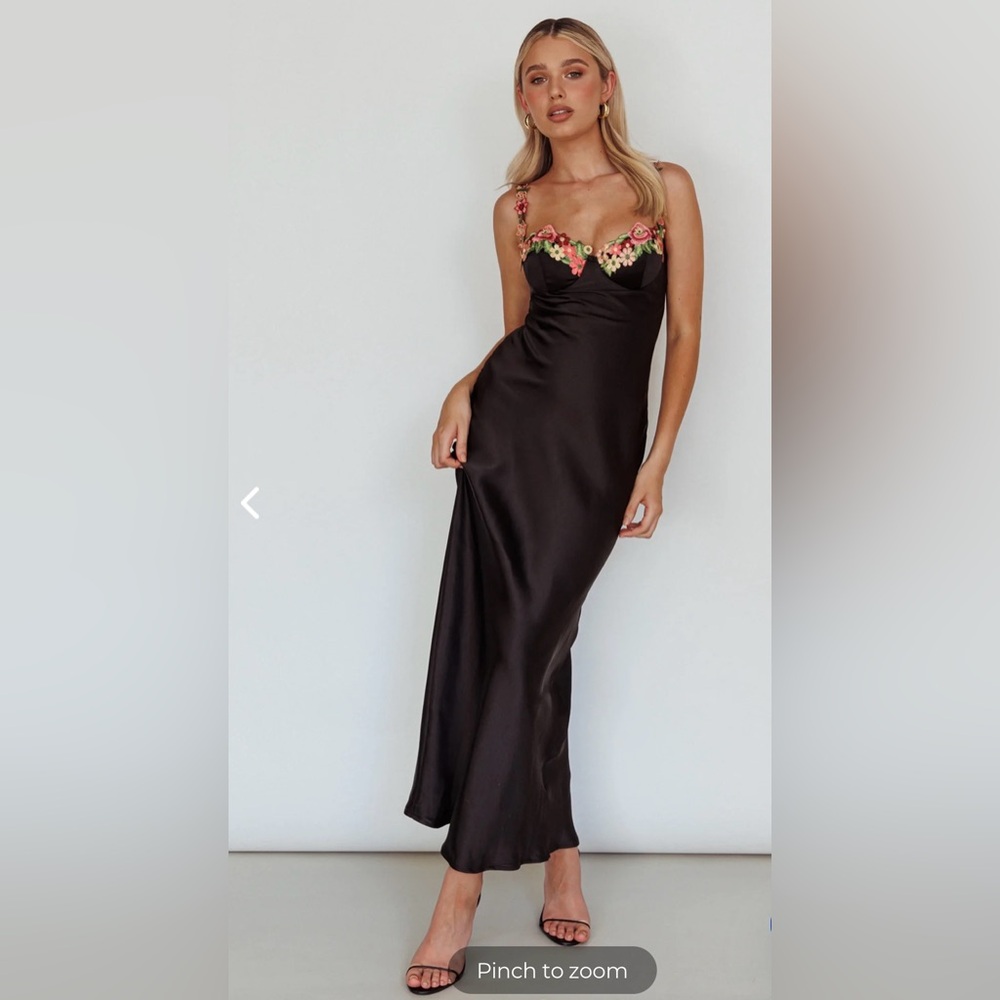 Rose Garden Floral appliqués  Maxi Dress